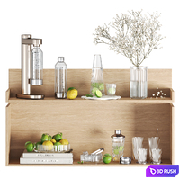 Kitchen shelf with citrus 3D Model Vray, Corona
