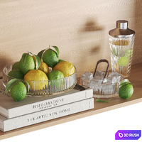 Kitchen shelf with citrus 3D Model Vray, Corona