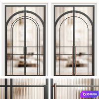 metal glass door - Interior door 226 - double door 3D Model Vray, Corona