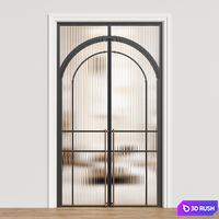 metal glass door - Interior door 226 - double door 3D Model Vray, Corona