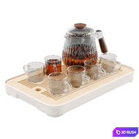 Striped glass teapot (tea set) 3D Model Corona