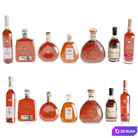 Bottles Vol 3 (40 Bottles:Gins,Rum,Congac) 3D Model Vray, Corona