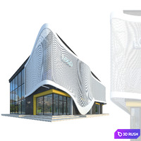 Modern Commercial Building No4 3D Model Vray, Corona
