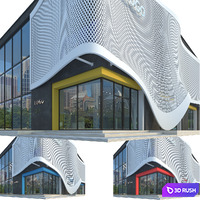 Modern Commercial Building No4 3D Model Vray, Corona