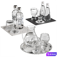 Water bottle and glass NG5 3D Model Vray, Corona