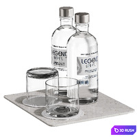Water bottle and glass NG5 3D Model Vray, Corona