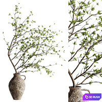 Bouquet of twigs inserted into a clay pot 06 3D Model Vray, Corona