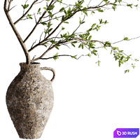 Bouquet of twigs inserted into a clay pot 06 3D Model Vray, Corona