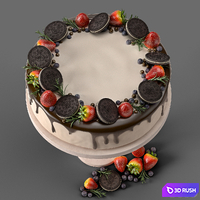 Cake with Strawberries and Oreo 3D Model Vray