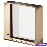 Window with wide slopes with rosettes. Perforation of convection holes in the window sill. 3D Model Vray, Corona