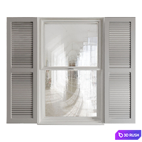 True Fit PVC Two Equal Louver Shutters 3D Model Corona