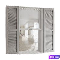 True Fit PVC Two Equal Louver Shutters 3D Model Corona