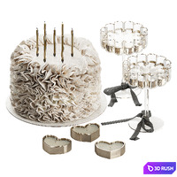 Decorative set with cake 011 KM 3D Model Corona