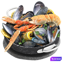Seafood dish of mussels and langoustine 3D Model Vray, Corona