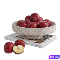 Plums In Fruit Bowl 3D Model Vray, Corona