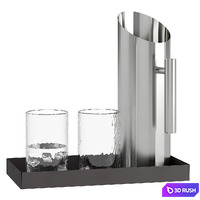 Trays with water pitcher 3D Model Vray, Corona