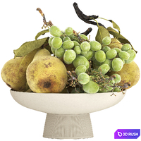 Bowl of pearls and grapes 3D Model Vray, Corona