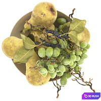 Bowl of pearls and grapes 3D Model Vray, Corona