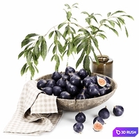 Fruit set figs purple 3D Model Corona