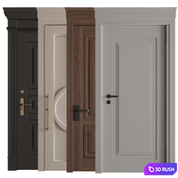 Wooden Front Door Set 121 3D Model Vray, Corona