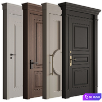 Wooden Front Door Set 121 3D Model Vray, Corona