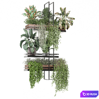 Indoor plants in metal box 1580 3D Model Vray, Corona