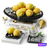 Decor set bowl - plate, lemon, water, book ST06 3D Model Corona