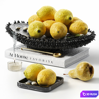 Decor set bowl - plate, lemon, water, book ST06 3D Model Corona