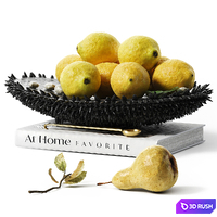 Decor set bowl - plate, lemon, water, book ST06 3D Model Corona