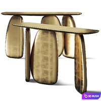 Ardara II Brabbu Gold Leaf Marble Console Table 3D Model Vray, Corona