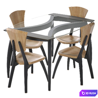 Lily Custom Glass Top Dining Table 3D Model Vray