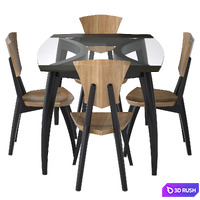 Lily Custom Glass Top Dining Table 3D Model Vray