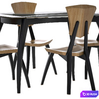 Lily Custom Glass Top Dining Table 3D Model Vray