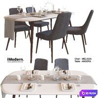 Table and chairs 3D Model Vray