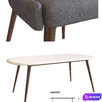Table and chairs 3D Model Vray