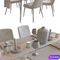 Table and chairs 3D Model Vray