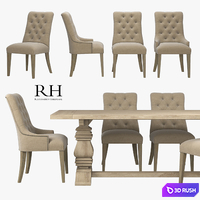 Restoration Hardware - Martine Chairs and Salvaged Wood Table 3D Model Vray