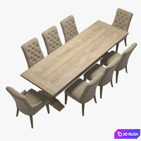 Restoration Hardware - Martine Chairs and Salvaged Wood Table 3D Model Vray