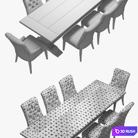 Restoration Hardware - Martine Chairs and Salvaged Wood Table 3D Model Vray