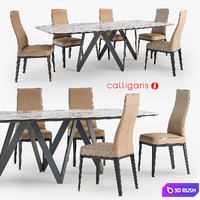 Calligaris Margot chair Cartesio table 3D Model Vray