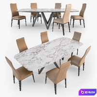 Calligaris Margot chair Cartesio table 3D Model Vray