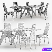 Calligaris Margot chair Cartesio table 3D Model Vray