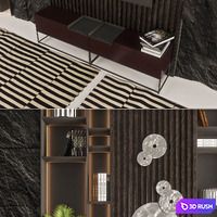 TV wall_Decorative set 3D Model Vray
