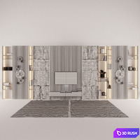 TV wall_Decorative set 3D Model Vray