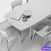 Calligaris Cream Table + Stockholm Chair 3D Model Corona