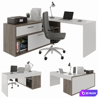 Office desk with decors 3D Model Corona