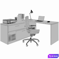 Office desk with decors 3D Model Corona