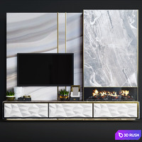 Modern fireplace 15 3D Model Vray, Corona