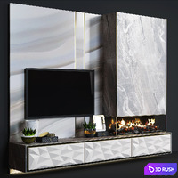 Modern fireplace 15 3D Model Vray, Corona