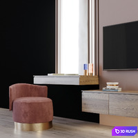 TV Set 60 3D Model Vray, Corona